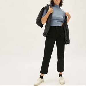 Everlane Straight Leg Crop Pants, Black, Twill